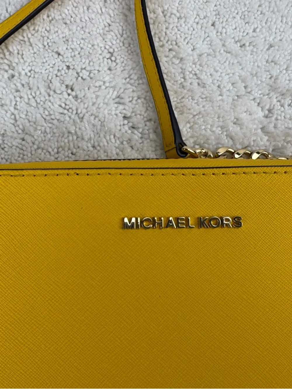Michael Kors Yellow Jet Set Large Saffiano Leather Crossbody Bag